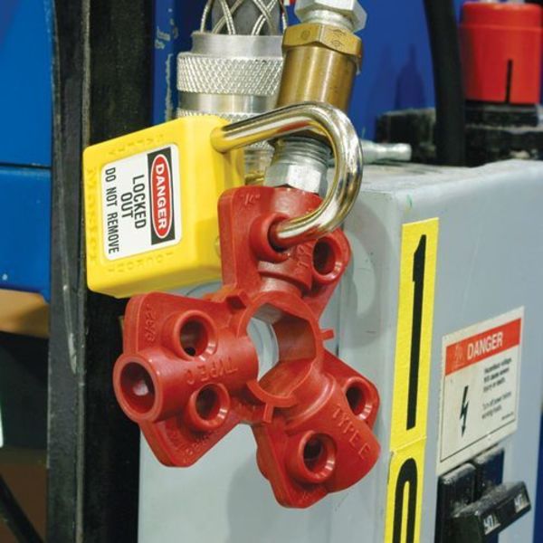 Pneumatic Fitting Lockout, Red, PK6
