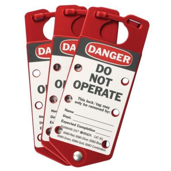 Labeled Lockout Hasp, Snap-On, 6 Lock, PK5
