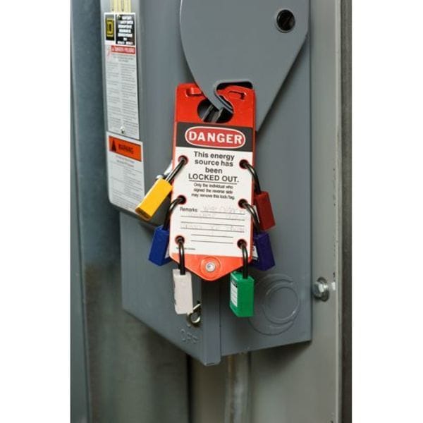 Labeled Lockout Hasp, Gold, 6 Padlock, PK5