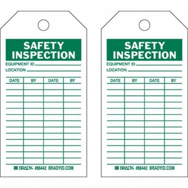 Saf Inspection Tag, 5-3/4 x 3 In, Brs, PK10