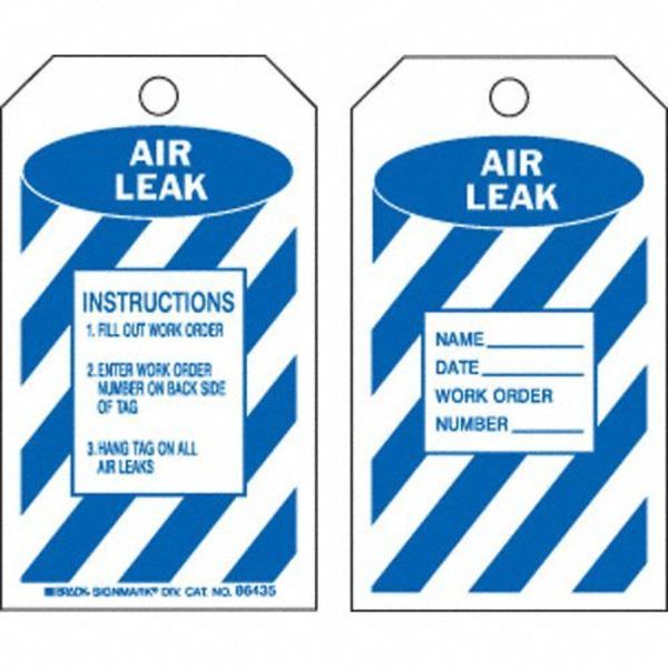 Air Leak Tag, 5-3/4 x 3 In, Bl/Wht, PK10