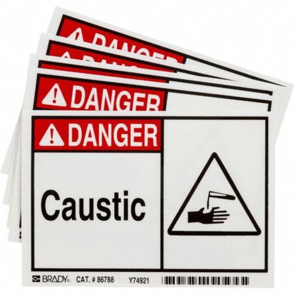 Danger Label, 3 1/2 in H, 5 in W, Polyester, Horizontal Rectangle, English, 86788