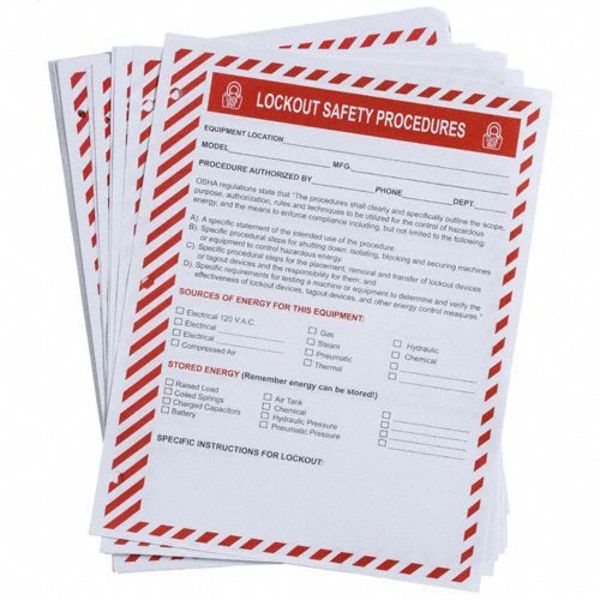 Lockout Procedure Forms 3-hole, PK25