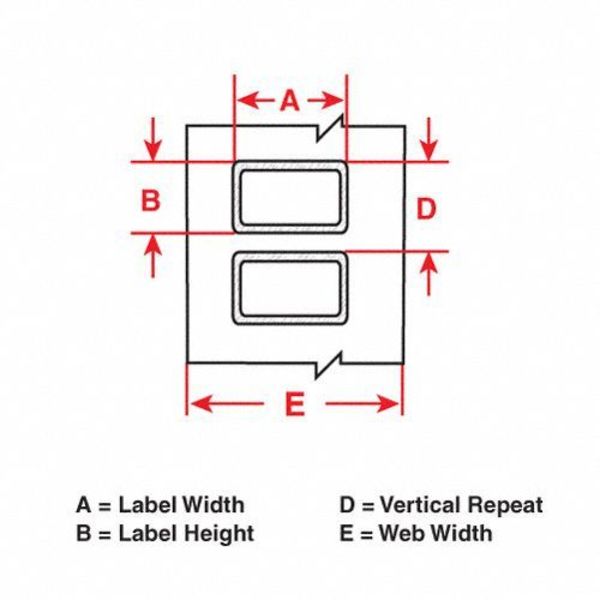 Thermal Transfer Label, White, Labels/Roll: 1000