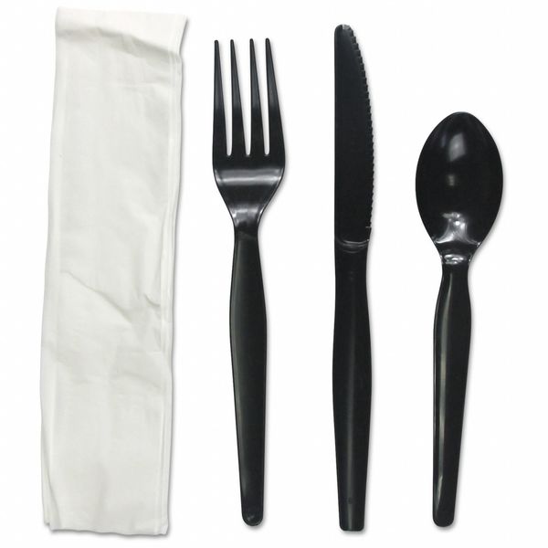 Disp Cutlery Set, Black, Med Weight, PK250