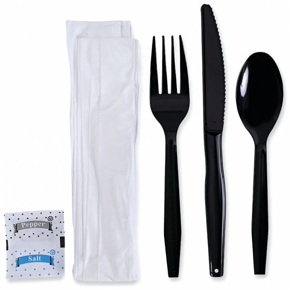 Disp Cutlery Set, BK, Med Weight, PK250