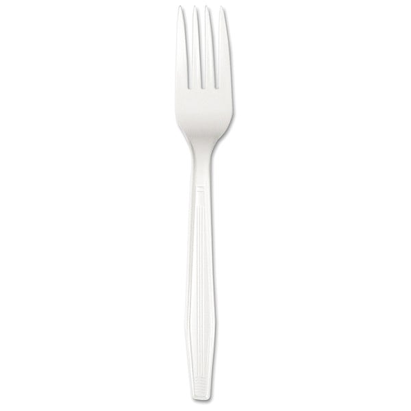 Disposable Fork, White, Plastic, PK1000, Wrapped/Unwrapped: Unwrapped