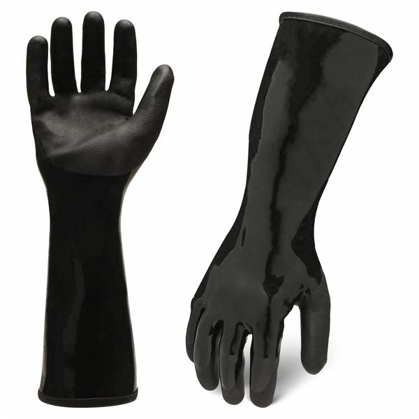 Chemical Work Glove, Black, L/9, Sandy, PR