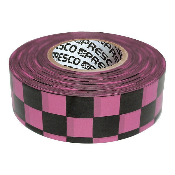 Flagging Tape, Pnk Glo/Blk, 150ft, 1-3/16In