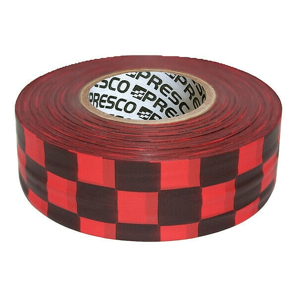 Flagging Tape, Red/Black, 300ft x 1-3/8 In