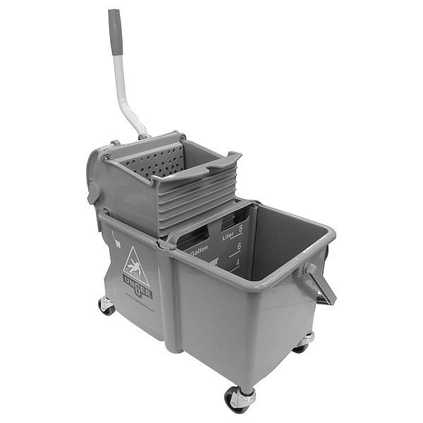4 gal CLEANERx Dual Bucket Side Press Mop Bucket and Wringer, Gray, Polypropylene