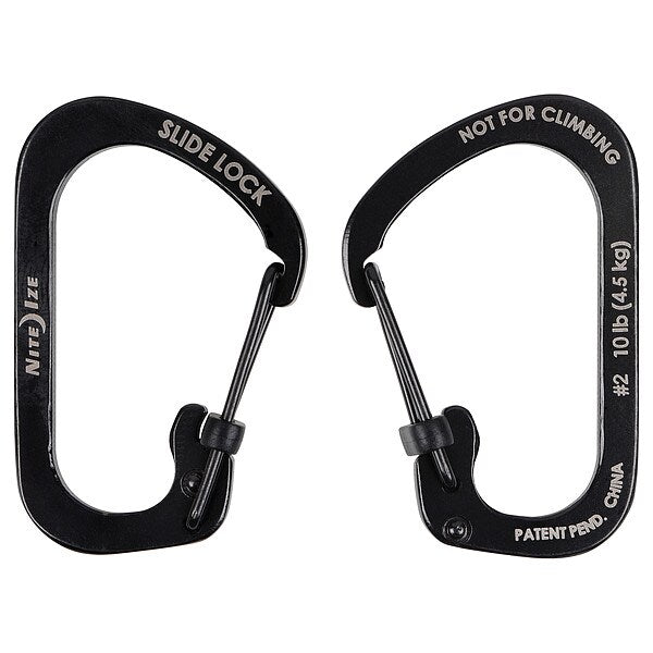 Locking Carabiner Clip, Black, 1-3/32 in