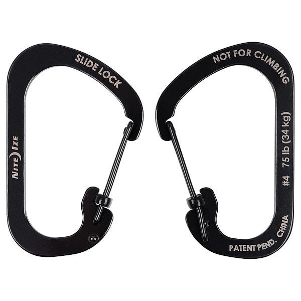 Locking Carabiner Clip, Black, 2 in.