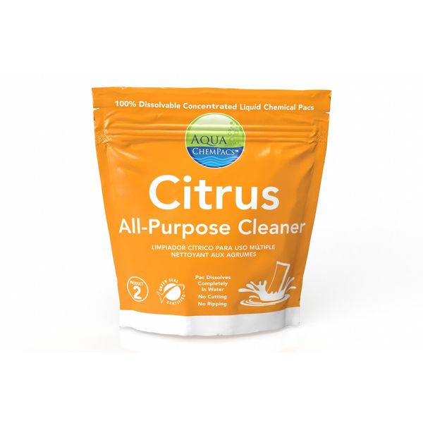 AQUA CHEMPACS All Purpose Cleaner: Packet 20 ct Container Size, Concentrated, Citru, Neutral