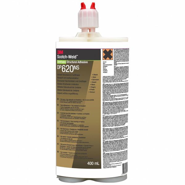 Epoxy Adhesive, DP620NS Series, Black, 1:01 Mix Ratio, 4 hr Functional Cure, Dual-Cartridge