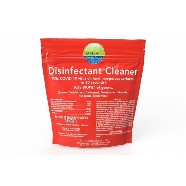 Disinfectant Cleaner, Liquid, Bag, 20 ct