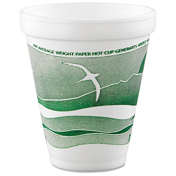 Disp Hot/Cold Cup, 12 oz, WH/GRN, PK1000