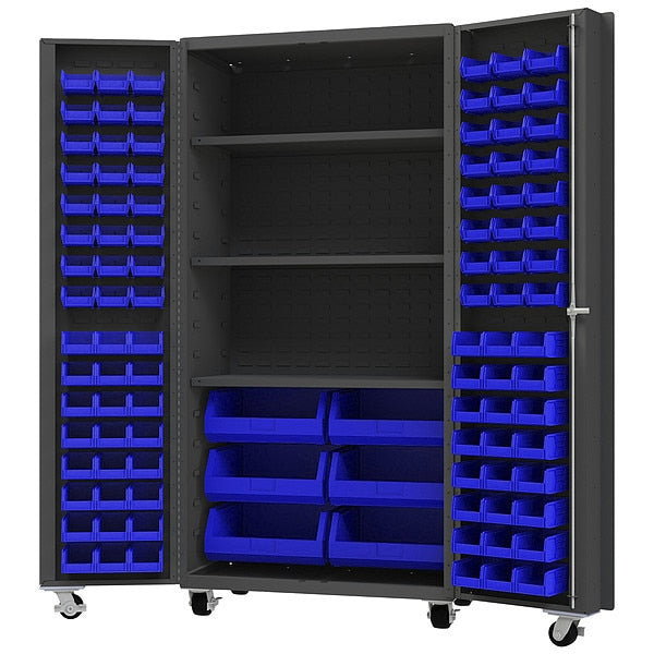 Heavy Duty Mobile Bin Cabinet, Blue