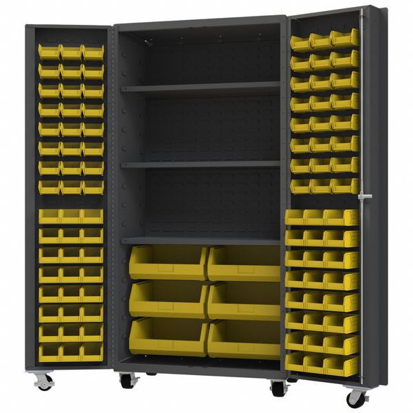 Heavy Duty Mobile Bin Cabinet, Yellow