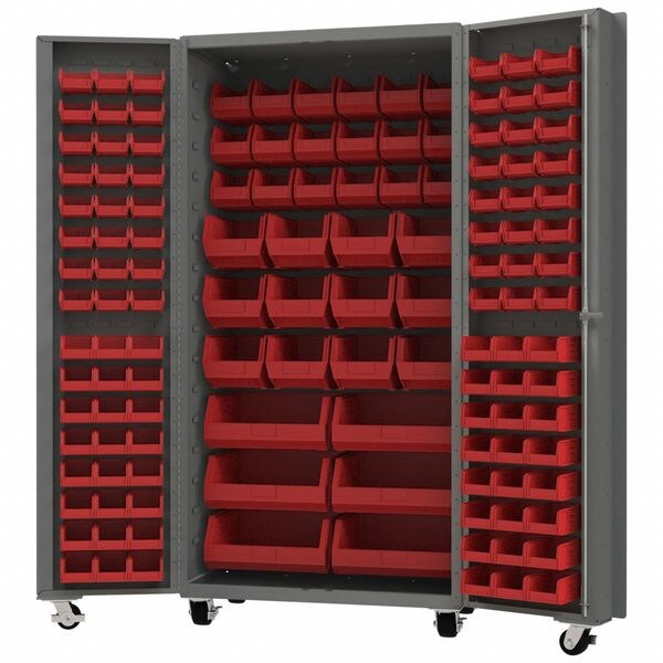 Heavy Duty Mobile Bin Cabinet, Red
