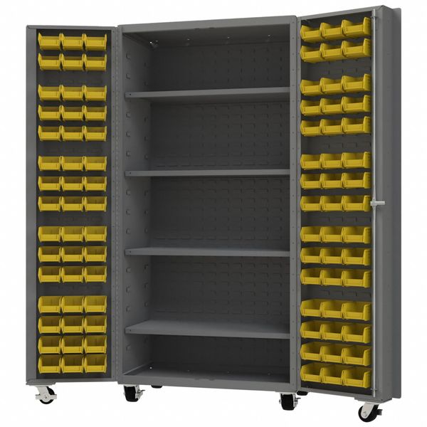 Heavy Duty Mobile Bin Cabinet, Yellow