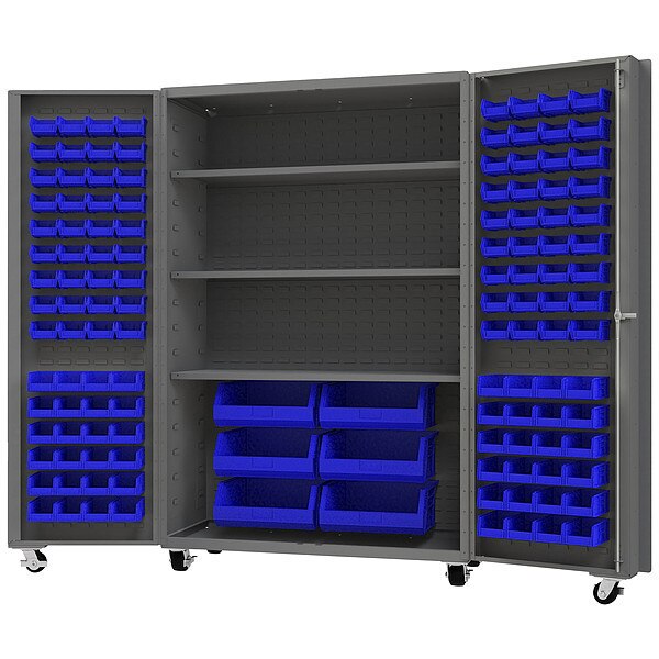 Heavy Duty Mobile Bin Cabinet, Blue