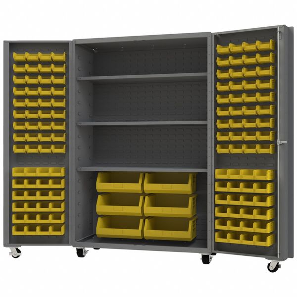 Heavy Duty Mobile Bin Cabinet, Yellow