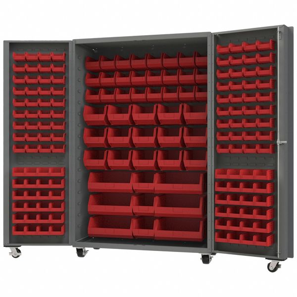 Heavy Duty Mobile Bin Cabinet, Red