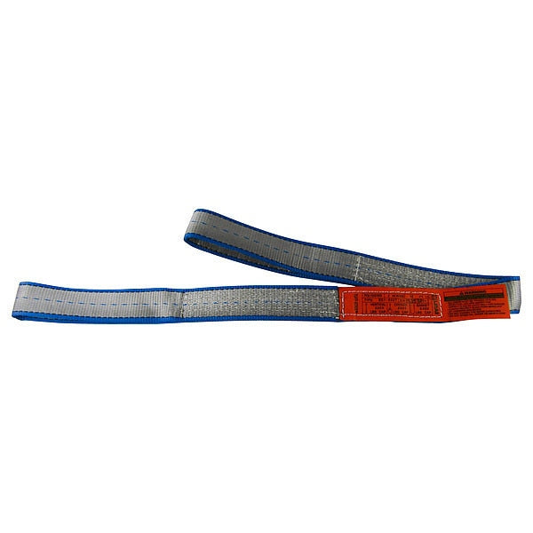 Web Sling, Flat Eye and Eye, 2 ft L, 1 in W, Polyester, Yellow
