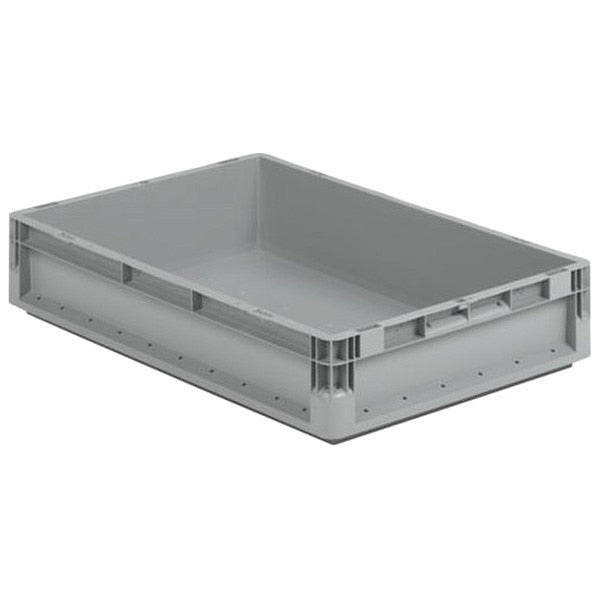 Straight Wall Container, Gray, Polypropylene, 16 in L, 12 in W, 5 in H, 0.36 cu ft Volume Capacity