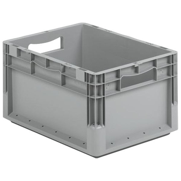 Straight Wall Container, Gray, Polypropylene, 24 in L, 16 in W, 9 in H, 1.5 cu ft Volume Capacity