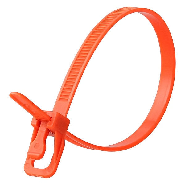 Releasable Tie, Orange, Nylon, PK20