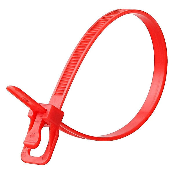 Releasable Tie, Red, Nylon, PK100