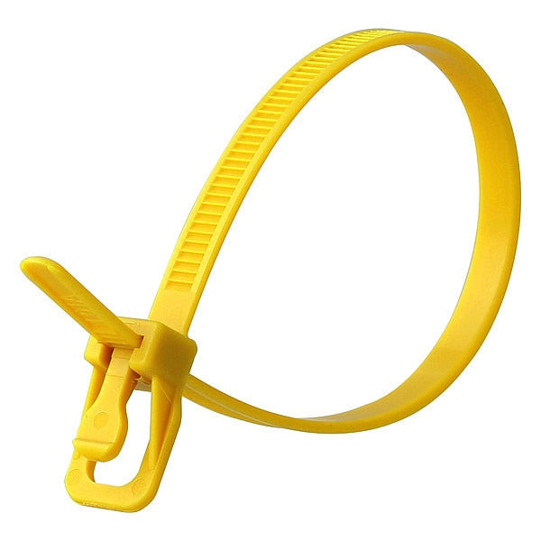 Releasable Tie, Yellow, Nylon, PK100