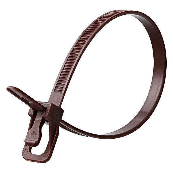 Releasable Tie, Brown, Nylon, PK100
