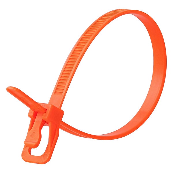 Releasable Tie, Fluor. Orange, Nylon, PK20