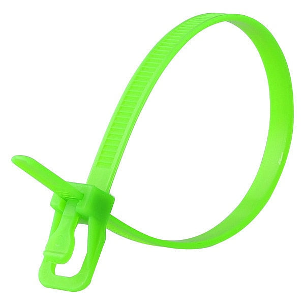 Releasable Tie, Fluor. Green, Nylon, PK100