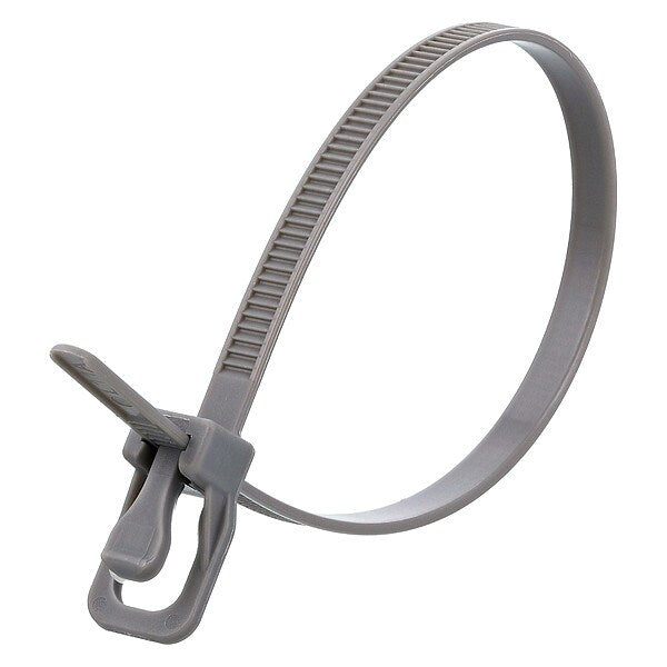 Releasable Tie, Gray, Nylon, PK100