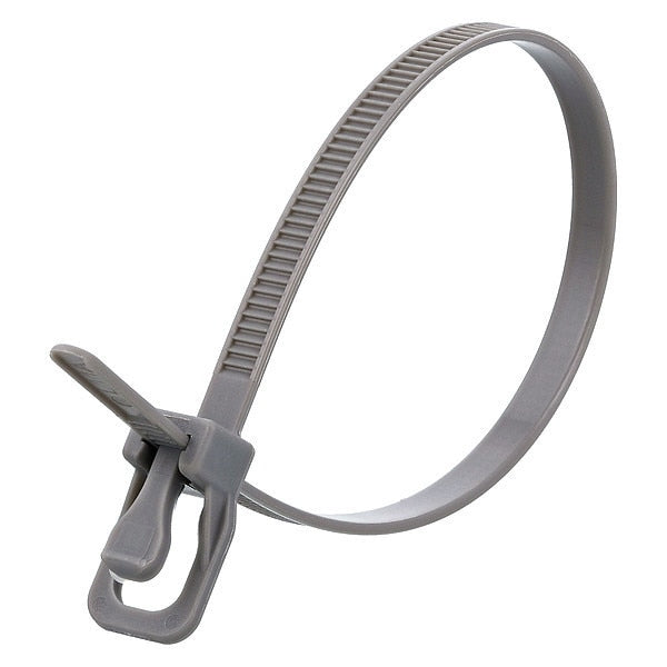 Releasable Tie, Gray, Nylon, PK20
