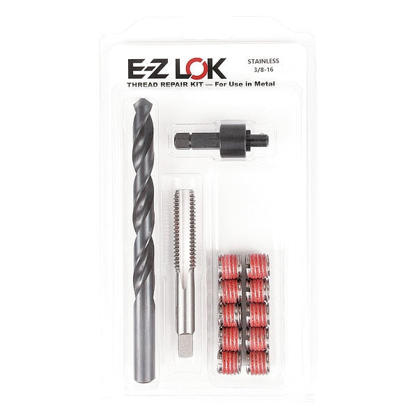 Thread Repair Kit, Self Locking Thread Inserts, Plain 18-8 Stainless Steel, 10 Inserts