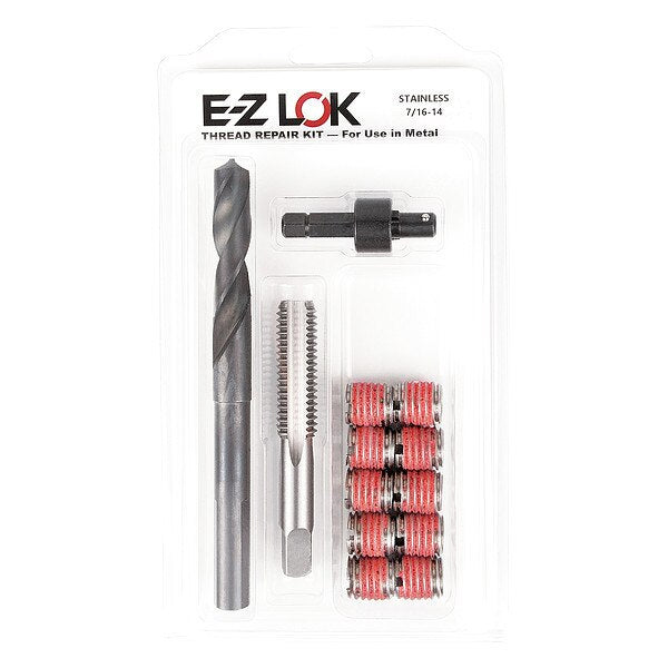 Thread Repair Kit, Self Locking Thread Inserts, Plain 18-8 Stainless Steel, 10 Inserts