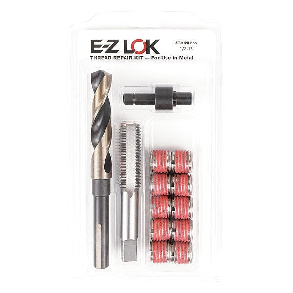 Thread Repair Kit, Self Locking Thread Inserts, Plain 18-8 Stainless Steel, 10 Inserts