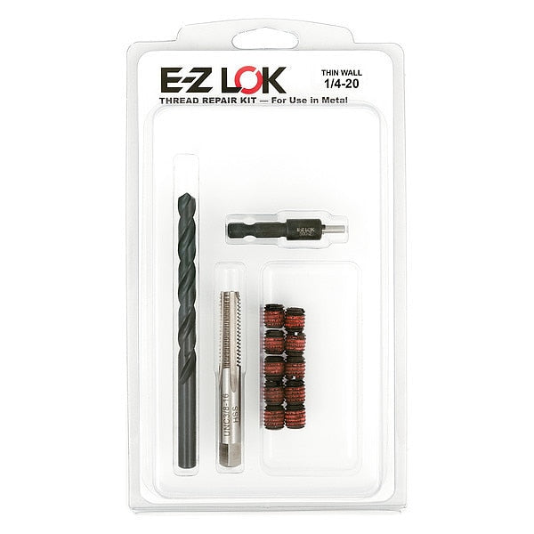 Thread Repair Kit, Self Locking Thread Inserts, Black Phosphate Steel, 10 Inserts