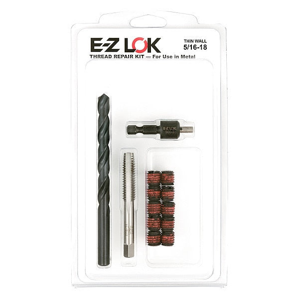 Thread Repair Kit, Self Locking Thread Inserts, Black Phosphate Steel, 10 Inserts