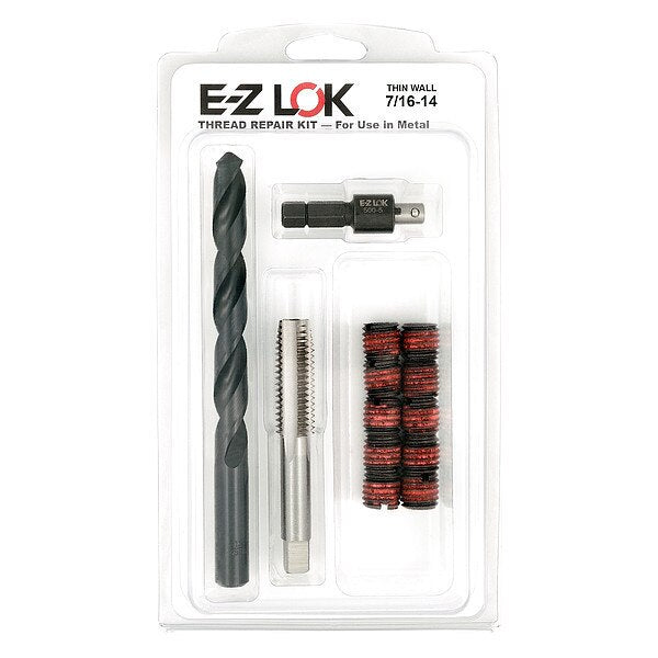 Thread Repair Kit, Self Locking Thread Inserts, Black Phosphate Steel, 10 Inserts