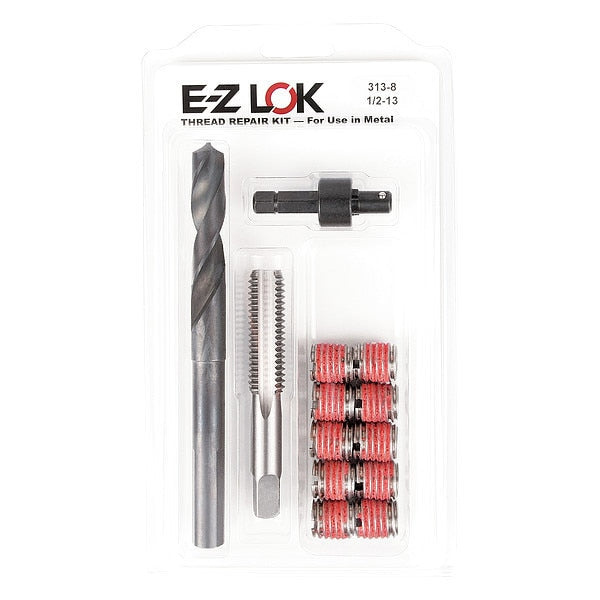 Thread Repair Kit, Self Locking Thread Inserts, Plain 18-8 Stainless Steel, 10 Inserts