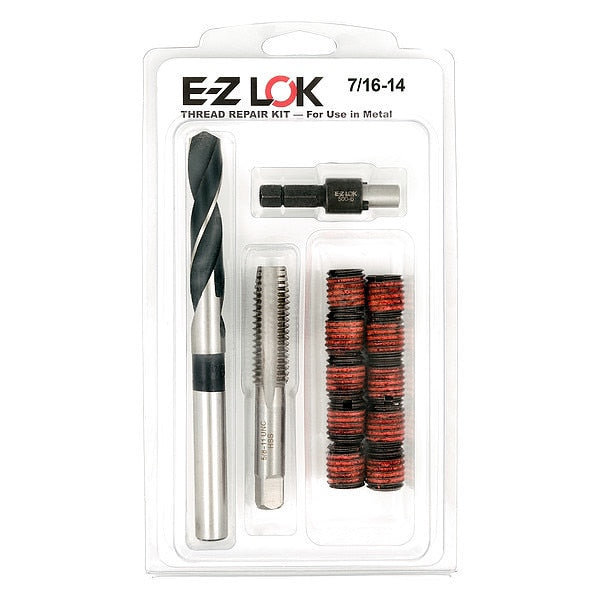 Thread Repair Kit, Self Locking Thread Inserts, Black Phosphate Steel, 10 Inserts