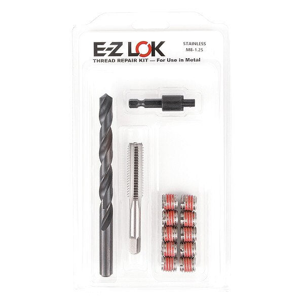 Thread Repair Kit, Self Locking Thread Inserts, Plain 18-8 Stainless Steel, 10 Inserts