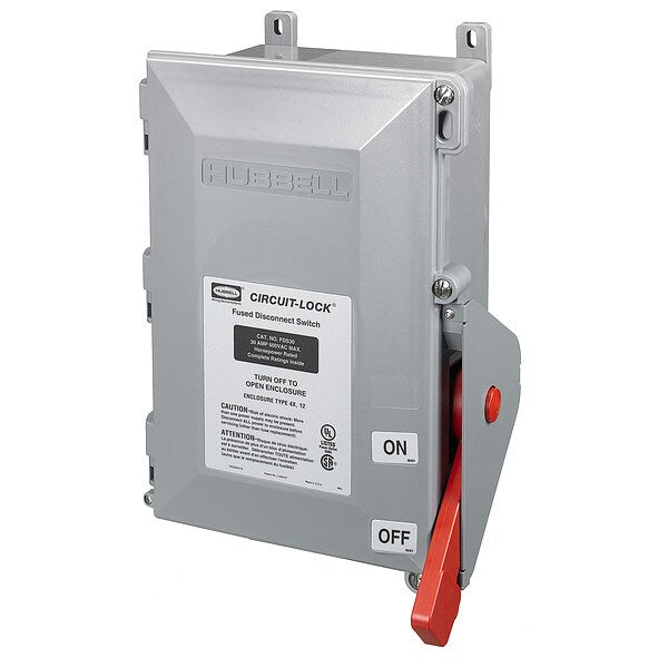 Fusible Enclosed Disconnect Switch, 30 A, 600V AC, 3 pole, NEMA 12K, 4, 4X