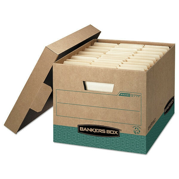 R-Kive Storage Box, Letter/Legal, Kraft/Green, PK12